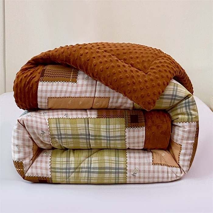 91家纺网 家纺一手货源 找家纺 云家 2024新款A类全棉豆豆绒被子被芯纯棉豆豆被冬被大豆被 百福相伴