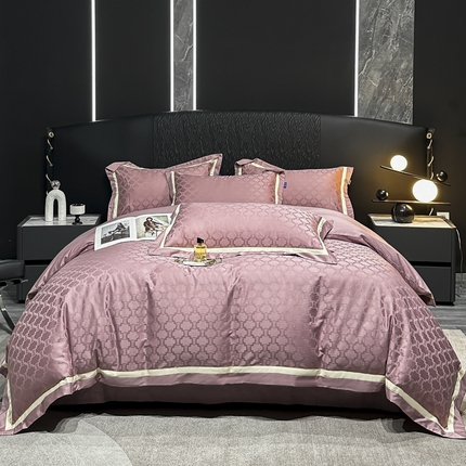 91家纺网 家纺一手货源 找家纺 （总）金纱玉纺家纺 2024新款轻奢双拼角全棉提花四件套（特价）