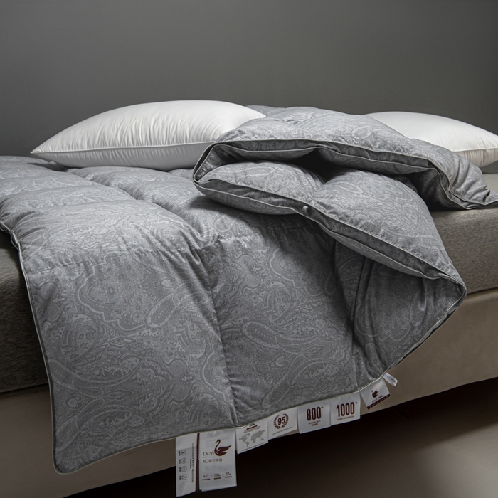 91家纺网 家纺一手货源 找家纺 静若居羽绒被壳 2024新款全棉印花羽绒被爆款羽绒被壳厂家直销 佩里高级灰