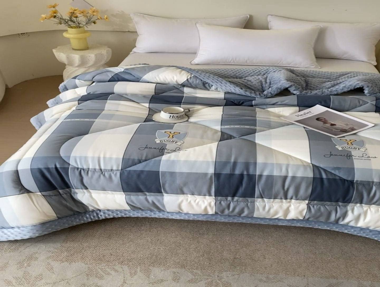 91家纺网 家纺一手货源 找家纺 云家 2024新款A类全棉豆豆绒被子被芯纯棉豆豆被冬被大豆被 弗伦天空