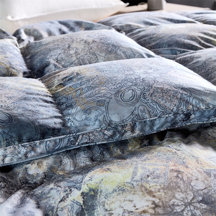 91家纺网 家纺一手货源 找家纺 静若居羽绒被壳 2024羽绒被壳印花糯棉静音软糯面料羽绒被壳厂家直销 墨影