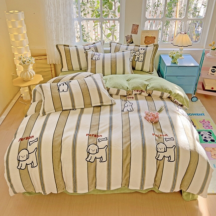 91家纺网 家纺一手货源 找家纺 （总）卡普二店 2025新款牛奶绒印花四件套