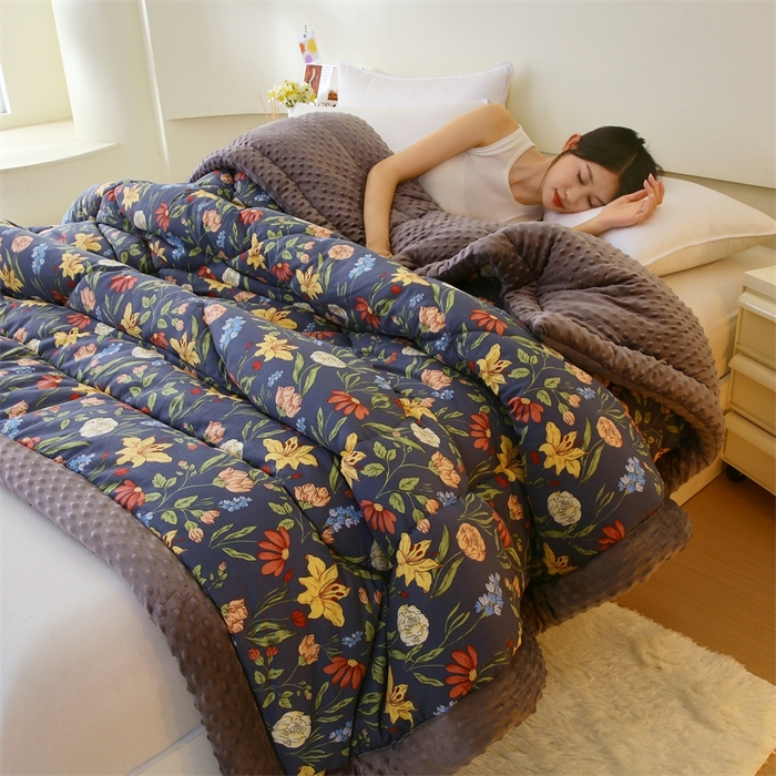 91家纺网 家纺一手货源 找家纺 云家 2024新款A类全棉豆豆绒被子被芯纯棉豆豆被冬被大豆被 百草园