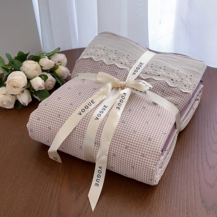 91家纺网 家纺一手货源 找家纺 （总）黛馨 2025新款全棉双层纱贴边款四件套