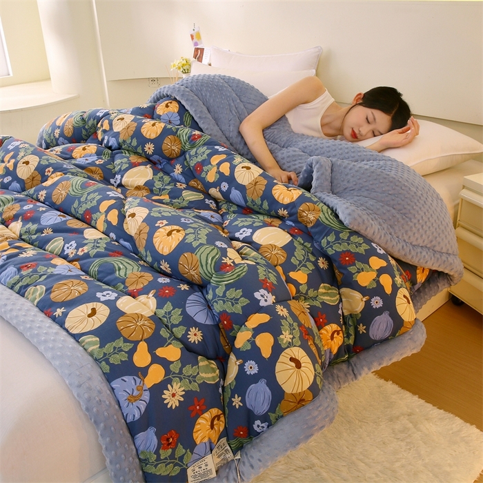 91家纺网 家纺一手货源 找家纺 云家 2024新款A类全棉豆豆绒被子被芯纯棉豆豆被冬被大豆被 丰收季节