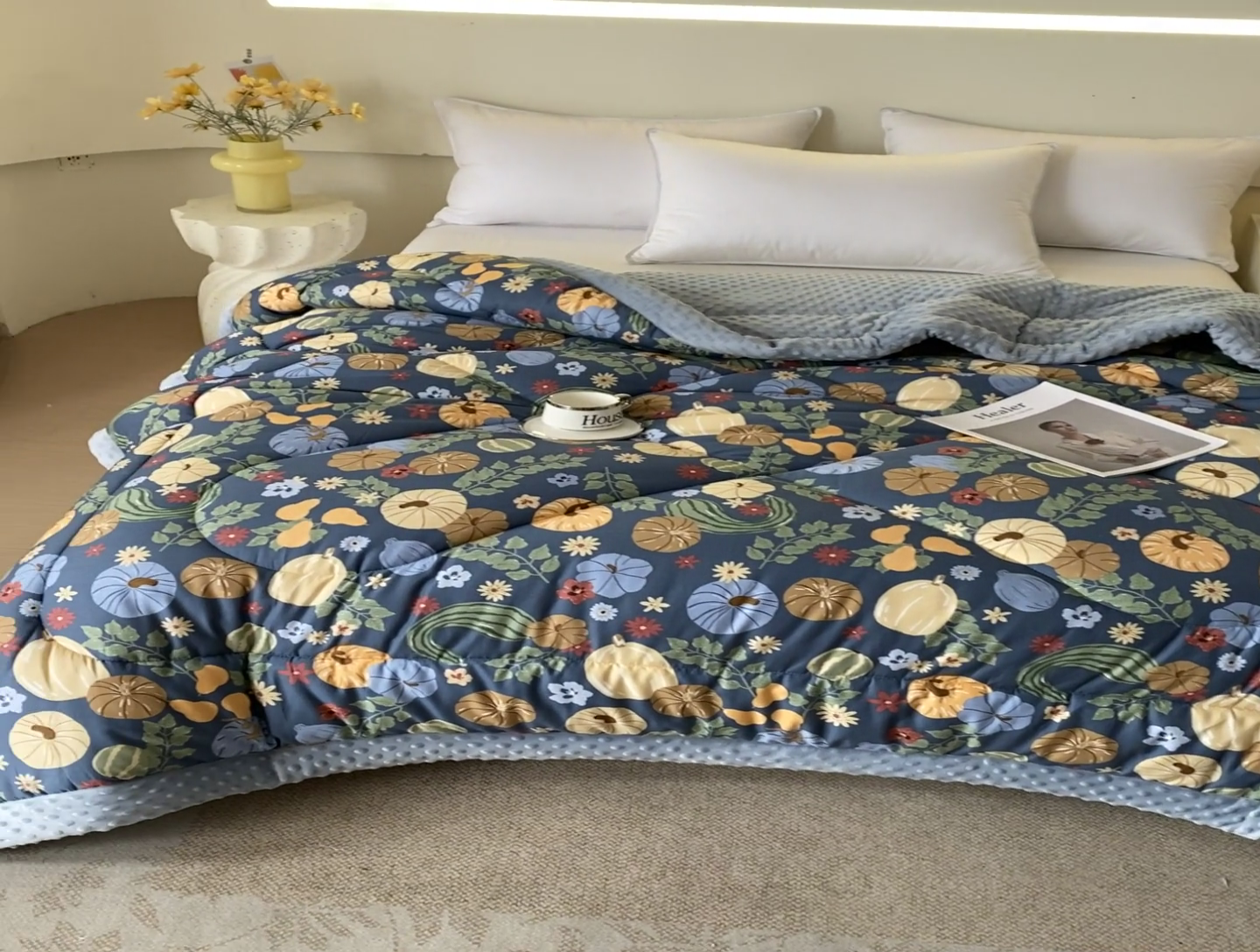 91家纺网 家纺一手货源 找家纺 云家 2024新款A类全棉豆豆绒被子被芯纯棉豆豆被冬被大豆被 丰收季节