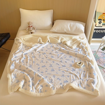 91家纺网 家纺一手货源 找家纺 山茶家纺 2024新款多功能羊羔绒双层大版牛奶绒盖毯 盖毯-古典