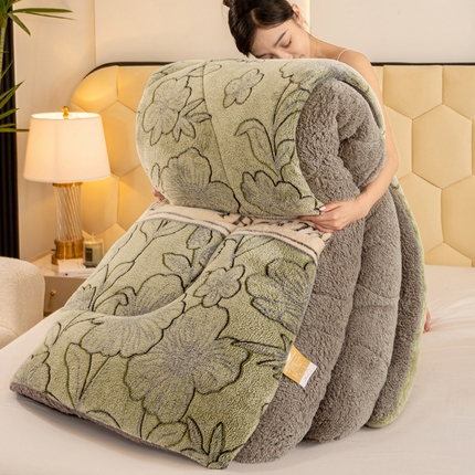 91家纺网 家纺一手货源 找家纺 2025新款直播雪花绒冬被法莱绒羊羔绒牛奶绒被子被芯 枝繁叶茂