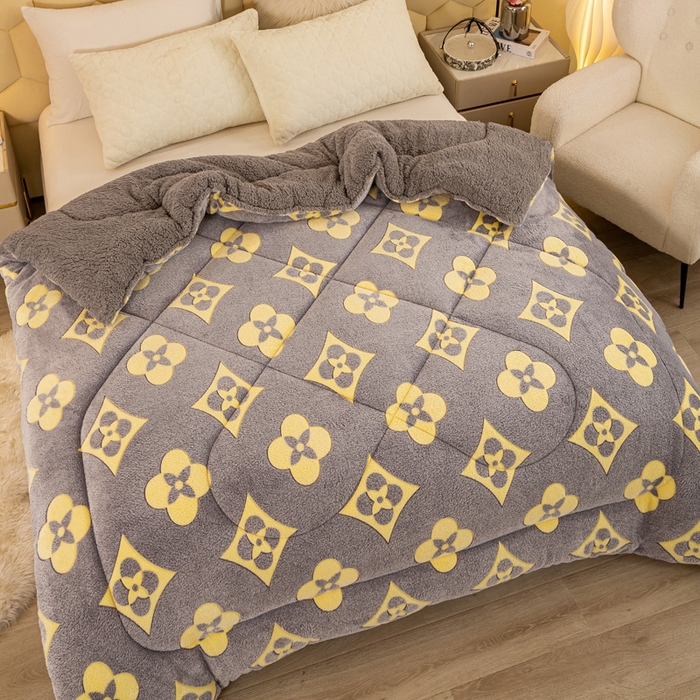 91家纺网 家纺一手货源 找家纺 2025新款直播雪花绒冬被法莱绒羊羔绒牛奶绒被子被芯 时尚格调