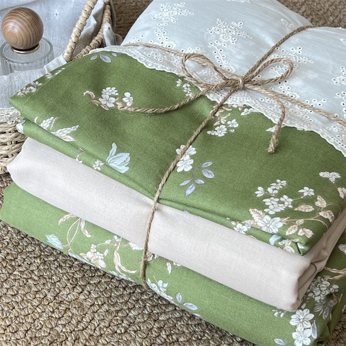 91家纺网 家纺一手货源 找家纺 2024新款全棉印花双层纱四件套--蕾丝花边款 观棠