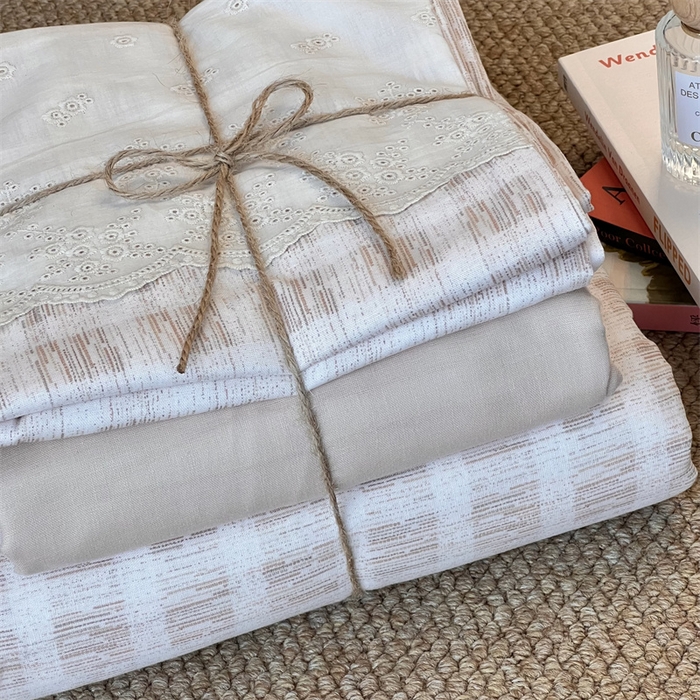 91家纺网 家纺一手货源 找家纺 2024新款全棉印花双层纱四件套--蕾丝花边款 赫伯特