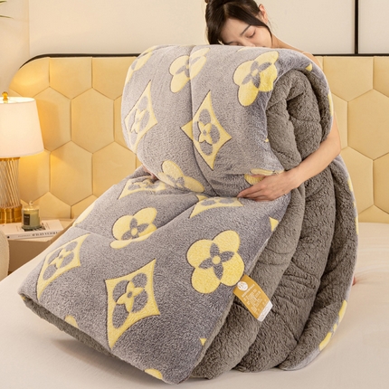 91家纺网 家纺一手货源 找家纺 2025新款直播雪花绒冬被法莱绒羊羔绒牛奶绒被子被芯 时尚格调