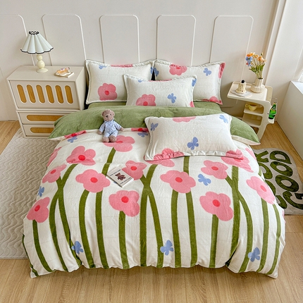 91家纺网 家纺一手货源 找家纺 （总）卡普二店 2025新款牛奶绒印花四件套