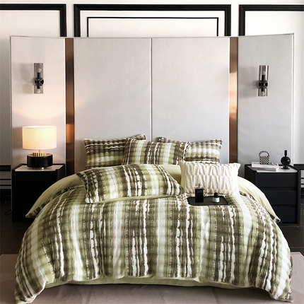 佳汐蓝家纺 2024秋冬新品—牛奶绒印花格调系列 格调 绿（暗合）