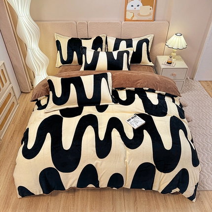 91家纺网 家纺一手货源 找家纺 （总）卡普二店 2025新款牛奶绒印花四件套