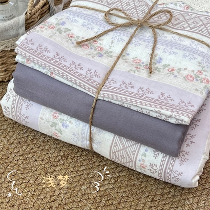 91家纺网 家纺一手货源 找家纺 （总）2024新款全棉印花双层纱四件套--蕾丝花边款