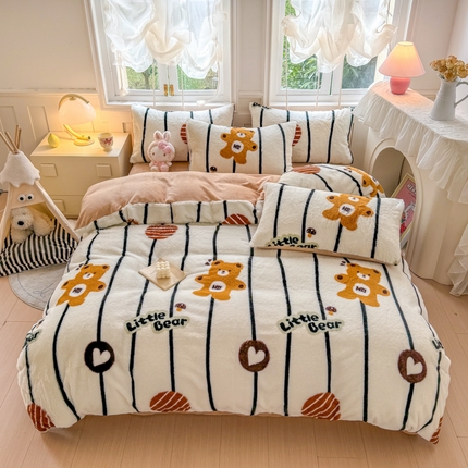 91家纺网 家纺一手货源 找家纺 （总）舒慕家纺 2025新款高克重兔兔绒兔毛绒牛奶绒印花四件套