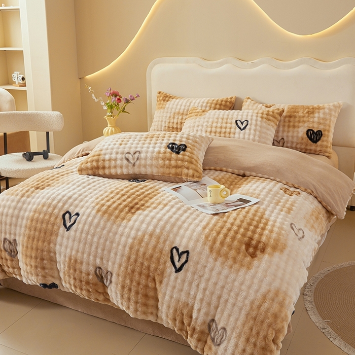 91家纺网 家纺一手货源 找家纺 巧格家纺 2025新款A类加厚泡泡牛奶绒印花工艺立体泡泡四件套（买家秀联系商家） 梦幻星空