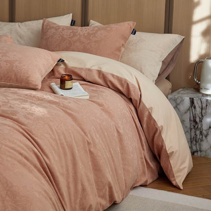 91家纺网 家纺一手货源 找家纺 2024新款提花大雁纹糯感全棉磨毛四件套（欧式茛苕纹） 茛苕纹-可可棕