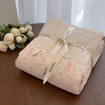 黛馨 2025新款全棉双层纱贴边款四件套 朝花夕拾-单边款