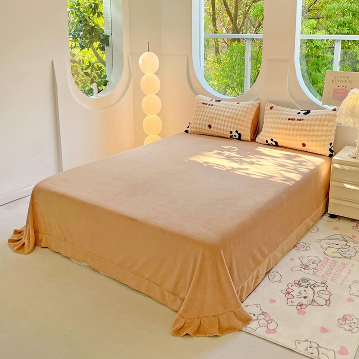 91家纺网 家纺一手货源 找家纺 金梦拉家纺 2024直播爆款牛奶绒泡泡绒印花四件套 泡泡绒印花-熊猫咖