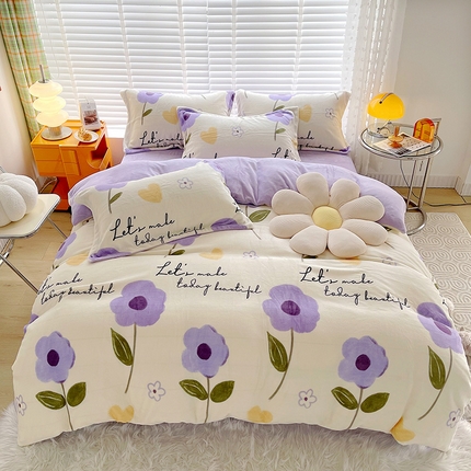 91家纺网 家纺一手货源 找家纺 （总）卡普二店 2025新款牛奶绒印花四件套