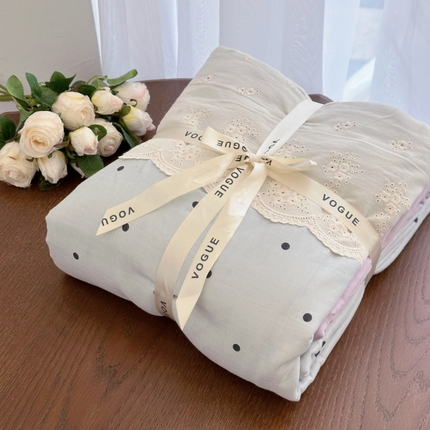 黛馨 2025新款全棉双层纱贴边款四件套 海盐拿铁-单边款