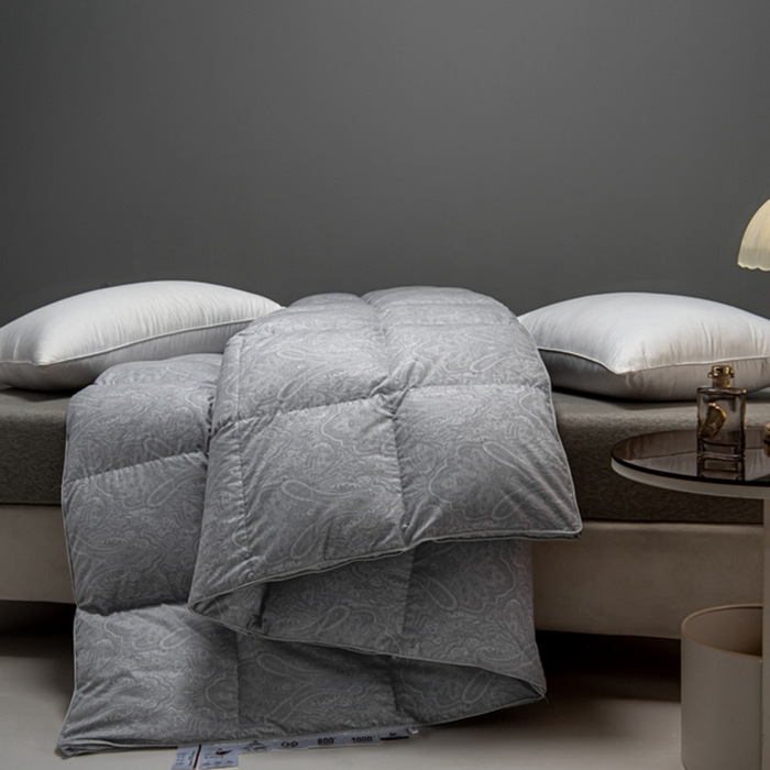 91家纺网 家纺一手货源 找家纺 静若居羽绒被壳 2024新款全棉印花羽绒被爆款羽绒被壳厂家直销 佩里高级灰