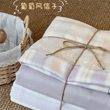 91家纺网 家纺一手货源 找家纺 （总）2024新款全棉印花双层纱四件套--蕾丝花边款