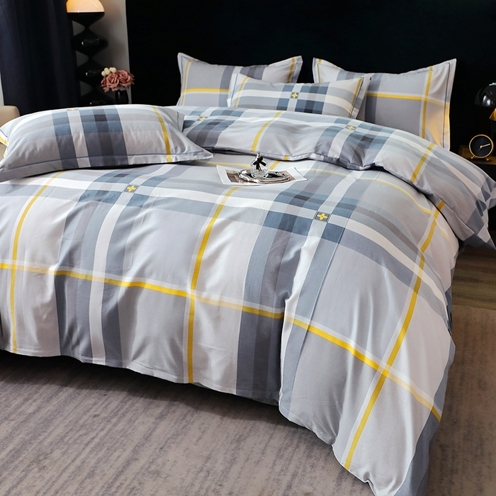 91家纺网 家纺一手货源 找家纺 贝兰仙奴 2024新款亲肤舒适全棉磨毛多规格系列四件套 莫利格-蓝