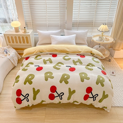 卡普二店 2024新款牛奶绒印花单被套 芽蜜