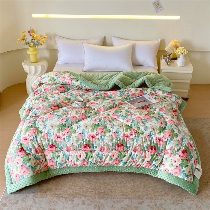 91家纺网 家纺一手货源 找家纺 云家 2024新款A类全棉豆豆绒被子被芯纯棉豆豆被冬被大豆被 浪漫花舞