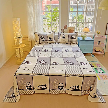 卡普二店 2024新款牛奶绒印花单床单 熊猫皮皮