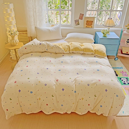 卡普二店 2024新款牛奶绒印花单被套 童话星空