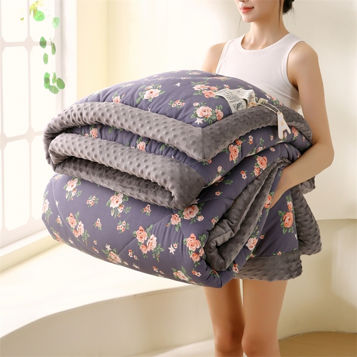 91家纺网 家纺一手货源 找家纺 云家 2024新款A类全棉豆豆绒被子被芯纯棉豆豆被冬被大豆被 浪漫花开