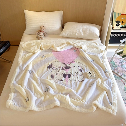 91家纺网 家纺一手货源 找家纺 山茶家纺 2024新款多功能羊羔绒双层大版牛奶绒盖毯 盖毯-好朋友