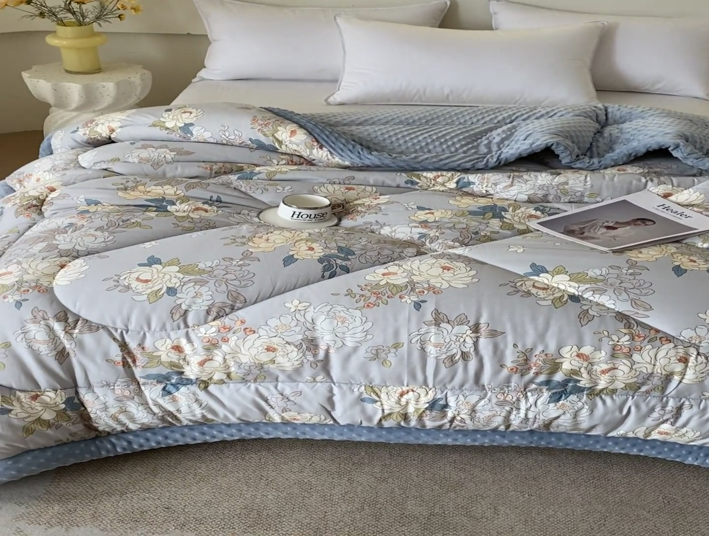 91家纺网 家纺一手货源 找家纺 云家 2024新款A类全棉豆豆绒被子被芯纯棉豆豆被冬被大豆被 富贵荣华