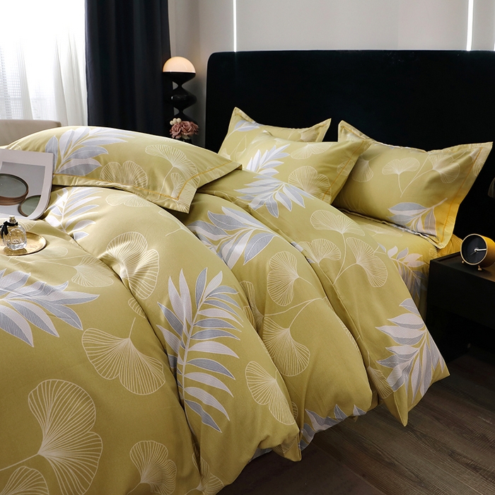 91家纺网 家纺一手货源 找家纺 贝兰仙奴 2024新款亲肤舒适全棉磨毛多规格系列四件套 迷迭香黄