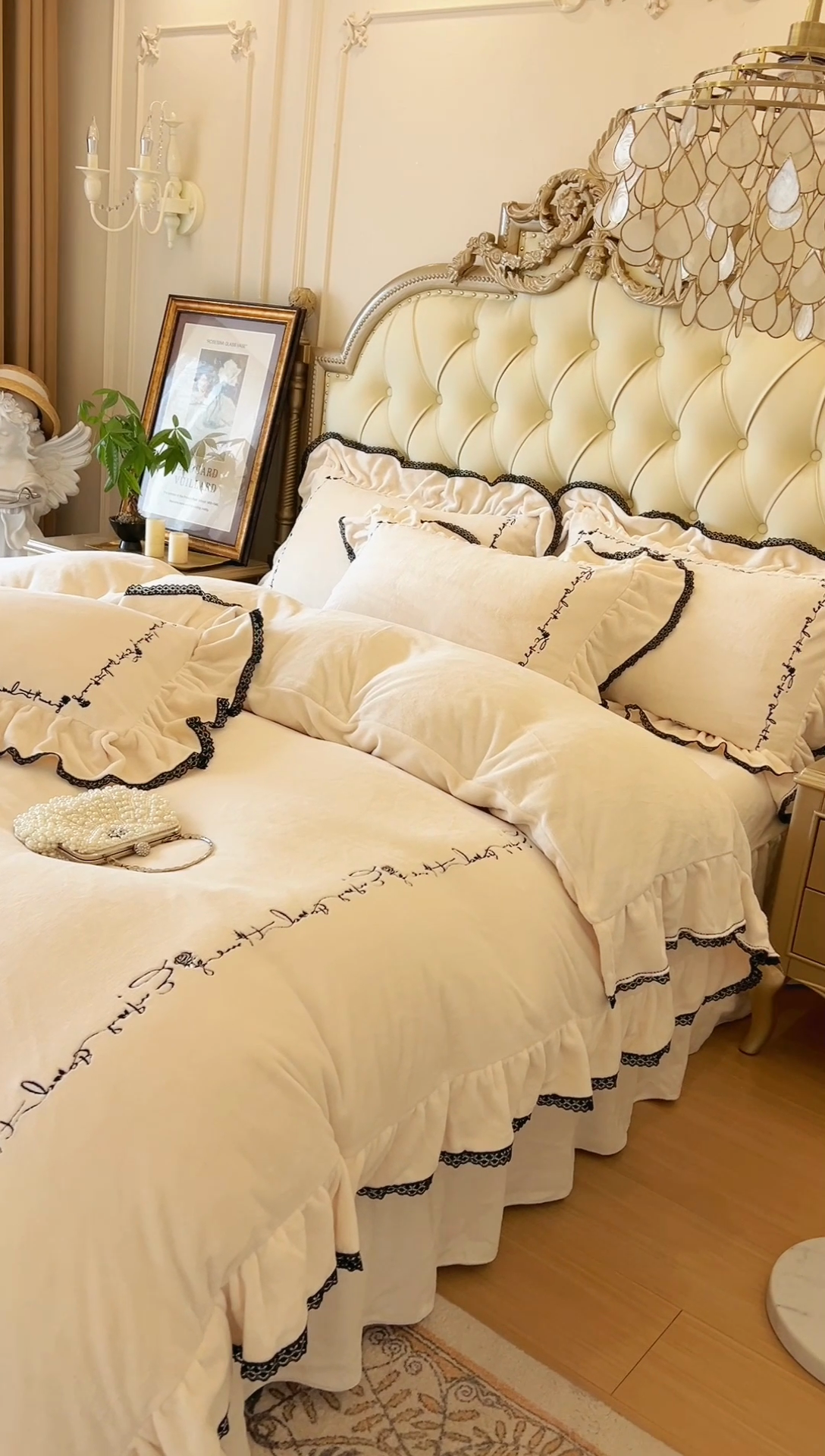 91家纺网 家纺一手货源 找家纺 （总）亲亲公主 2025新款全消光牛奶绒四件套-黑玫瑰