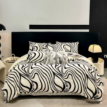 91家纺网 家纺一手货源 找家纺 （总）舒慕家纺 2025新款高克重兔兔绒兔毛绒牛奶绒印花四件套