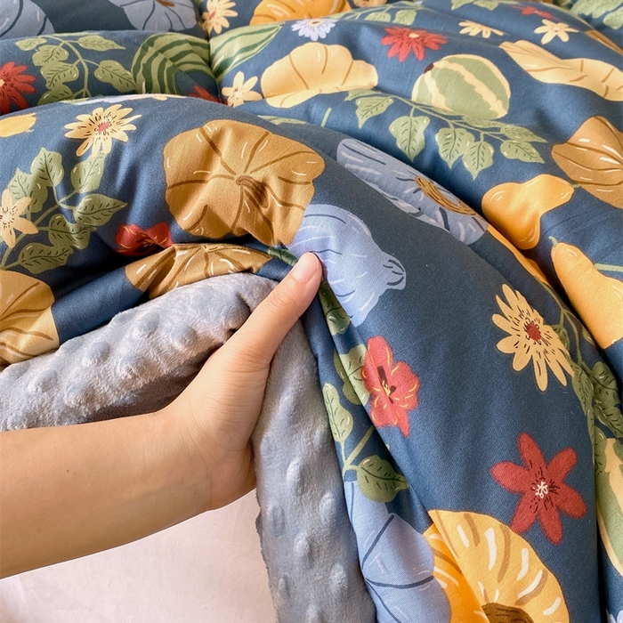 91家纺网 家纺一手货源 找家纺 云家 2024新款A类全棉豆豆绒被子被芯纯棉豆豆被冬被大豆被 丰收季节