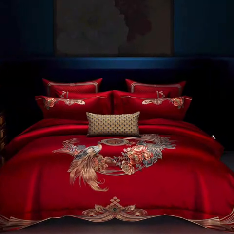 91家纺网 家纺一手货源 找家纺 （总）2024新款刺绣长绒棉婚庆重磅新品多件套-前程似锦