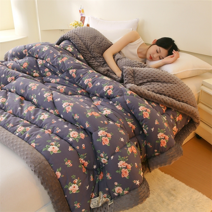91家纺网 家纺一手货源 找家纺 云家 2024新款A类全棉豆豆绒被子被芯纯棉豆豆被冬被大豆被 浪漫花开
