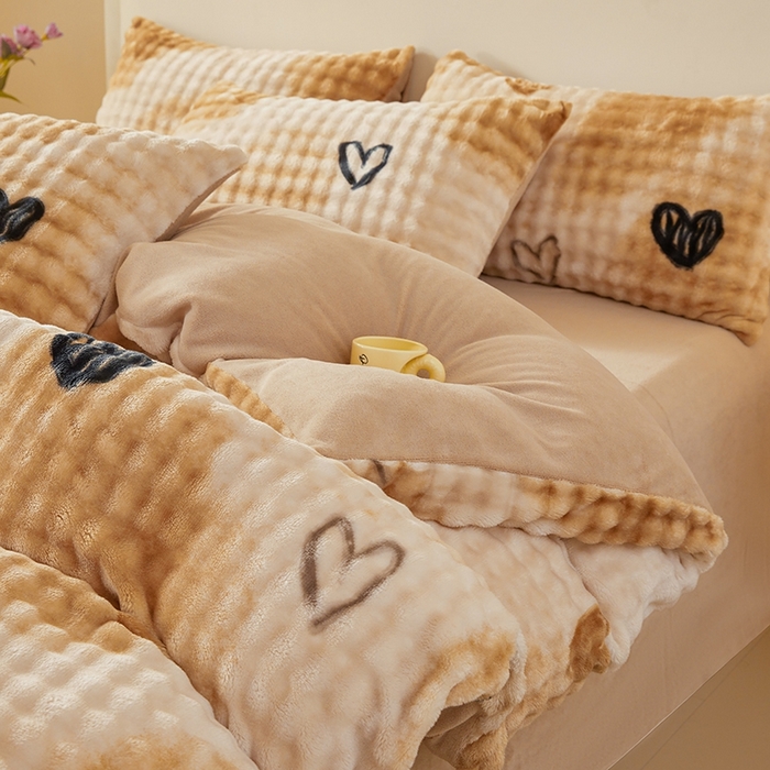 91家纺网 家纺一手货源 找家纺 巧格家纺 2025新款A类加厚泡泡牛奶绒印花工艺立体泡泡四件套（买家秀联系商家） 梦幻星空