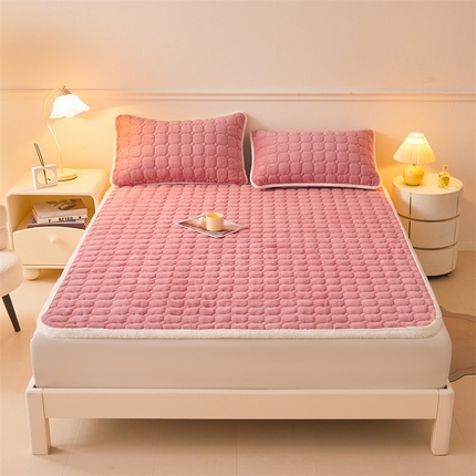 予梦家纺 2024新款纯色牛奶绒夹棉床褥床护垫-莫甘娜 莫甘娜-豆沙