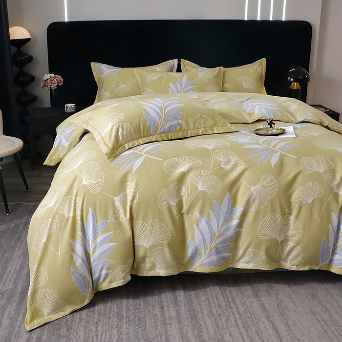 91家纺网 家纺一手货源 找家纺 贝兰仙奴 2024新款亲肤舒适全棉磨毛多规格系列四件套 迷迭香黄