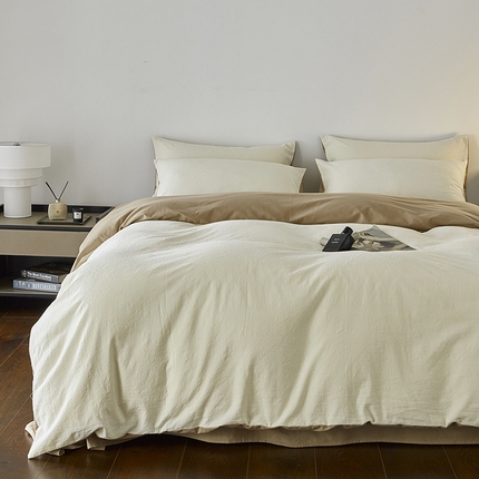 2024新款全棉色织提花磨毛欧佩斯四件套-场景二 欧佩斯-奶杏