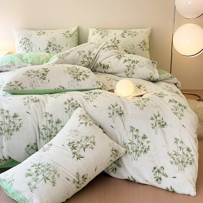 91家纺网 家纺一手货源 找家纺 安哆啦家纺 2024新款ins风高克重兔毛绒四件套 品竹