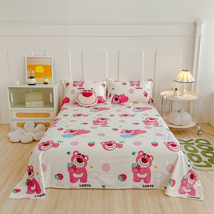 卡普二店 2024新款牛奶绒印花单床单 萌趣熊宝
