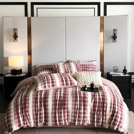 佳汐蓝家纺 2024秋冬新品—牛奶绒印花格调系列 格调 粉（暗合）